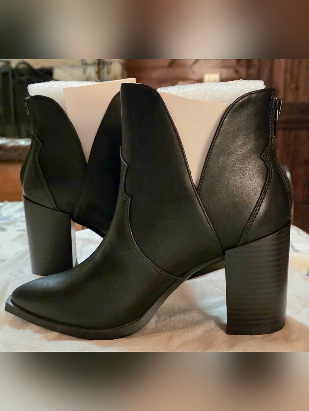 New! Women's Black Block Heel Ankle Boots